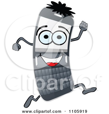 Clipart Happy Cell Phone Running - Royalty Free Vector Illustration by Andrei Marincas