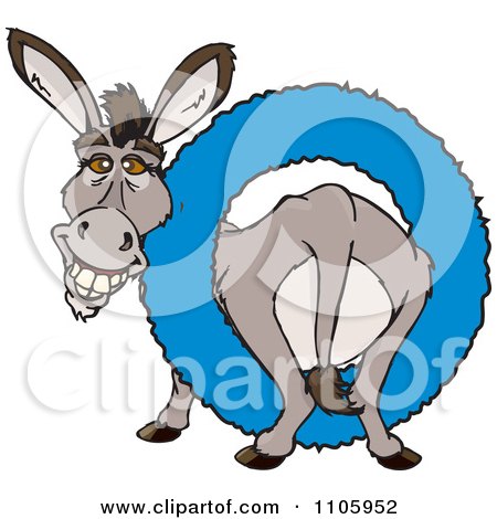 Clipart Happy Donkey In A Blue Ring - Royalty Free Vector Illustration by Dennis Holmes Designs