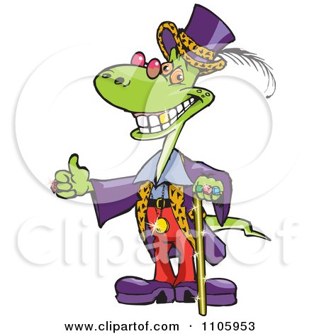 Clipart Happy Lizard With A Gold Tooth Fancy Clothes And A Thumb Up - Royalty Free Vector Illustration by Dennis Holmes Designs
