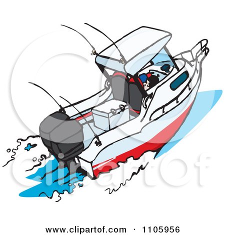 Clipart Motor Boat - Royalty Free Vector Illustration by Dennis Holmes Designs