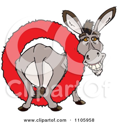 Clipart Happy Donkey In A Red Ring - Royalty Free Vector Illustration by Dennis Holmes Designs