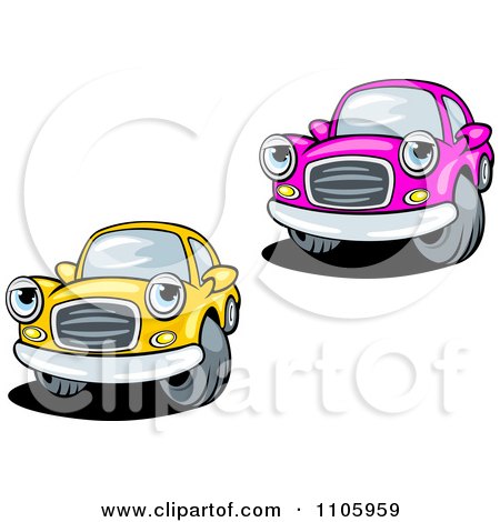 Clipart Pink And Yellow Cars - Royalty Free Vector Illustration by Vector Tradition SM