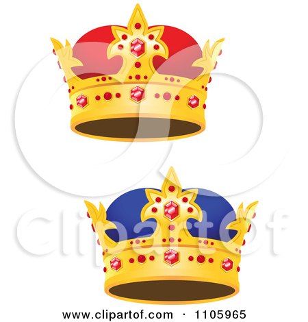 Clipart Sapphire And Ruby Gold Crowns - Royalty Free Vector Illustration by Vector Tradition SM
