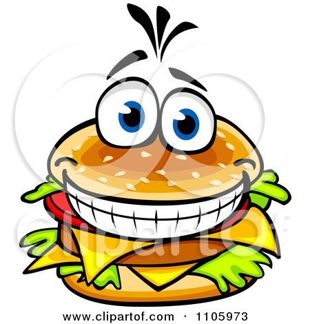 Clipart Happy Cheeseburger Grinning - Royalty Free Vector Illustration by Vector Tradition SM