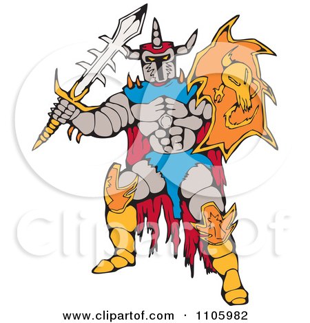 Clipart Knight With A Sharp Shield And Knife - Royalty Free Vector Illustration by patrimonio