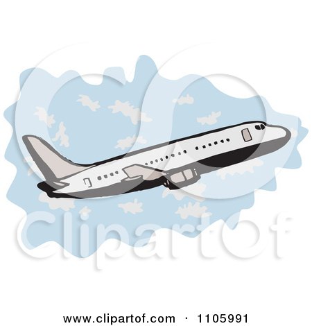 Clipart Jumbo Jet Commercial Airliner Plane Ascending - Royalty Free Vector Illustration by patrimonio