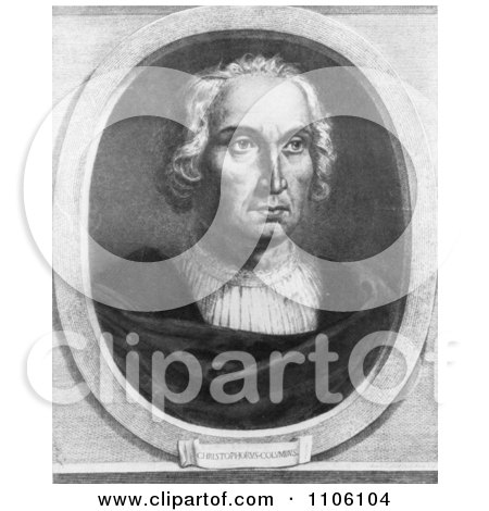 Christophorus Columbus, Black and White Version - Royalty Free Historical Stock Illustration by JVPD