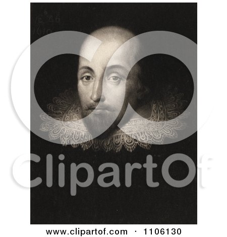 William Shakespeare Wearing a Lace Collar - Royalty Free Historical Stock Illustration by JVPD