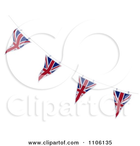Clipart 3d Union Jack Bunting Banner Flags 4 - Royalty Free CGI Illustration by KJ Pargeter