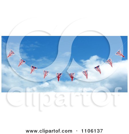 Clipart 3d Union Jack Bunting Banner Flags Against The Sky 3 - Royalty Free CGI Illustration by KJ Pargeter
