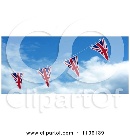 Clipart 3d Union Jack Bunting Banner Flags Against The Sky 2 - Royalty Free CGI Illustration by KJ Pargeter