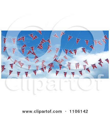 Clipart 3d Union Jack Bunting Banner Flags Against The Sky 1 - Royalty Free CGI Illustration by KJ Pargeter