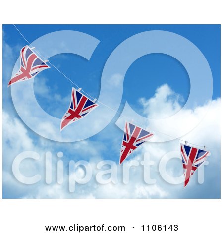 Clipart 3d Union Jack Bunting Banner Flags Against The Sky 5 - Royalty Free CGI Illustration by KJ Pargeter