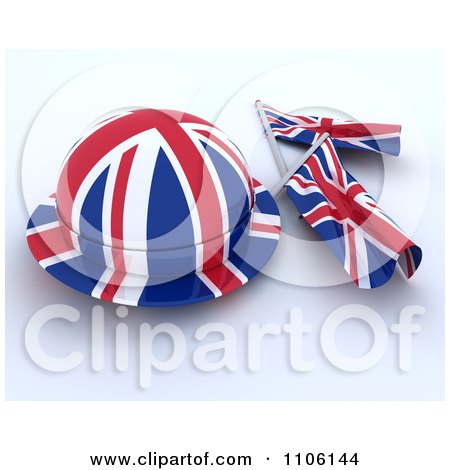 Clipart 3d Union Jack Jubilee Hat And Small Flags - Royalty Free Vector Illustration by KJ Pargeter