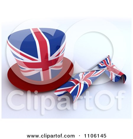Clipart 3d Union Jack Jubilee Top Hat And Small Flags - Royalty Free Vector Illustration by KJ Pargeter