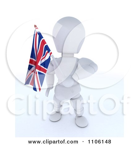 Clipart 3d Union Jack Jubilee British White Character Waving A Flag - Royalty Free Vector Illustration by KJ Pargeter
