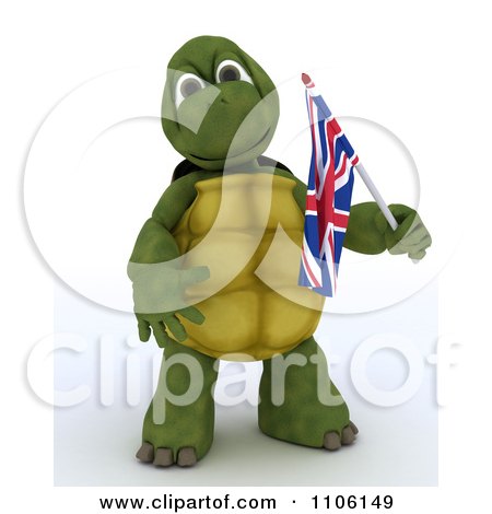 Clipart 3d Union Jack Jubilee British Tortoise With A Small Flag - Royalty Free Vector Illustration by KJ Pargeter
