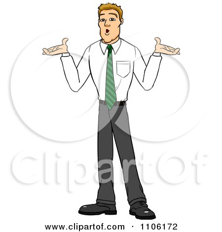 Clipart Careless Blond Business Man Shrugging His Shoulders - Royalty Free Vector Illustration by Cartoon Solutions