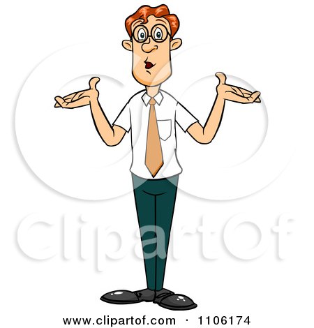 Clipart Careless Red Haired Business Man Shrugging His Shoulders - Royalty Free Vector Illustration by Cartoon Solutions