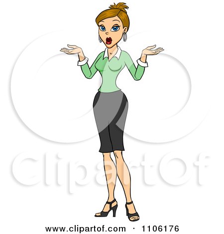 Clipart Careless Blond Business Woman Shrugging Her Shoulders - Royalty Free Vector Illustration by Cartoon Solutions