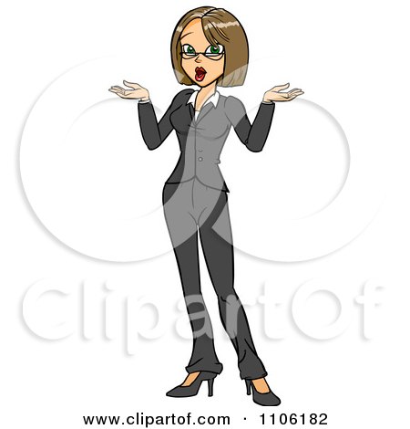 Clipart Careless Business Woman Shrugging Her Shoulders - Royalty Free Vector Illustration by Cartoon Solutions