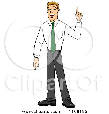 Clipart Blond Business Man With An Idea Or An Aha Moment - Royalty Free Vector Illustration by Cartoon Solutions
