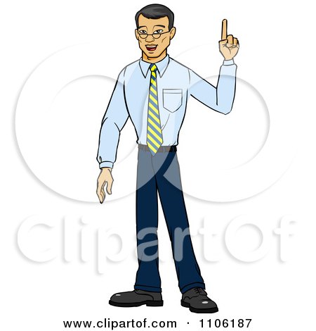 Clipart Asian Business Man With An Idea Or An Aha Moment - Royalty Free Vector Illustration by Cartoon Solutions
