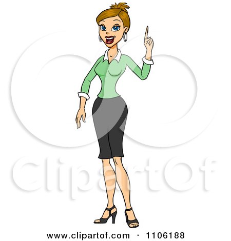 Clipart Blond Business Woman With An Idea Or An Aha Moment - Royalty Free Vector Illustration by Cartoon Solutions
