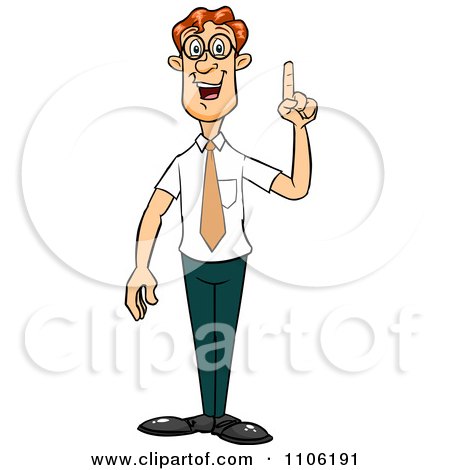 Clipart Red Haired Business Man With An Idea Or An Aha Moment - Royalty Free Vector Illustration by Cartoon Solutions