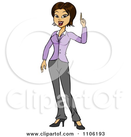 Clipart Hispanic Business Woman With An Idea Or An Aha Moment - Royalty Free Vector Illustration by Cartoon Solutions