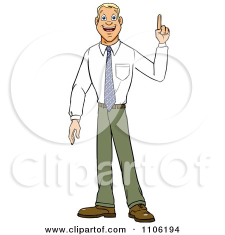 Clipart Young Business Man With An Idea Or An Aha Moment - Royalty Free Vector Illustration by Cartoon Solutions