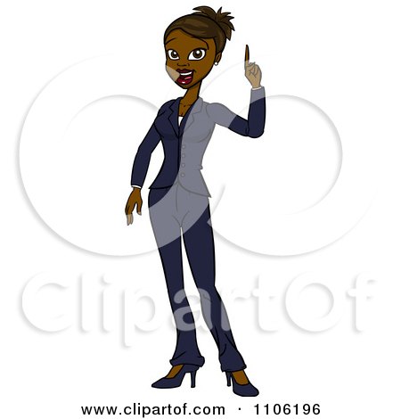 Clipart Black Business Woman With An Idea Or An Aha Moment - Royalty Free Vector Illustration by Cartoon Solutions