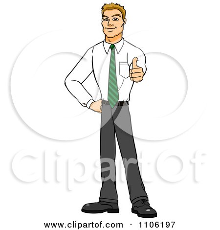 Clipart Happy Blond Business Man Holding A Thumb Up - Royalty Free Vector Illustration by Cartoon Solutions