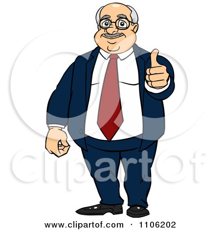 Clipart Happy Fat Business Man Holding A Thumb Up - Royalty Free Vector Illustration by Cartoon Solutions
