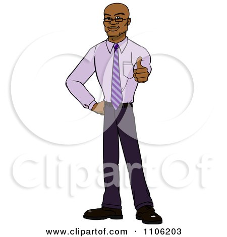Clipart Happy Black Business Man Holding A Thumb Up - Royalty Free Vector Illustration by Cartoon Solutions