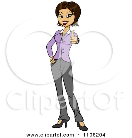 Clipart Happy Hispanic Business Woman Holding A Thumb Up - Royalty Free Vector Illustration by Cartoon Solutions