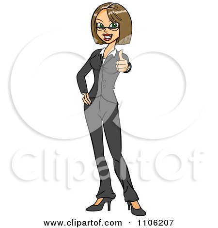 Clipart Happy Business Woman Holding A Thumb Up - Royalty Free Vector Illustration by Cartoon Solutions