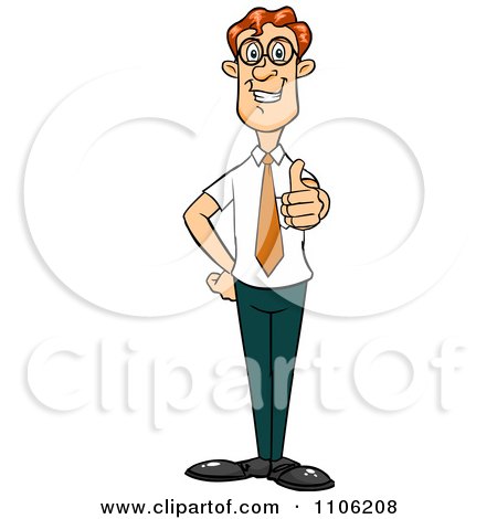 Clipart Happy Red Haired Business Man Holding A Thumb Up - Royalty Free Vector Illustration by Cartoon Solutions