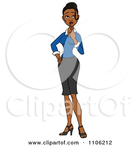 Clipart Indian Business Woman In Thought With Her Finger To Her Chin - Royalty Free Vector Illustration by Cartoon Solutions