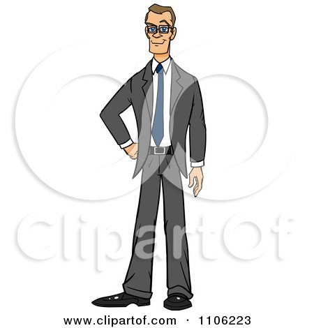 Clipart Proud Professional Skinny Business Man Posing - Royalty Free Vector Illustration by Cartoon Solutions