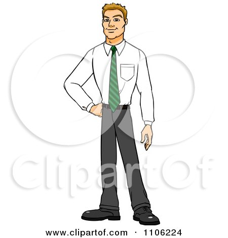 Clipart Proud Professional Blond Business Man Posing - Royalty Free Vector Illustration by Cartoon Solutions