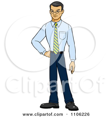 Clipart Proud Professional Asian Business Man Posing - Royalty Free Vector Illustration by Cartoon Solutions