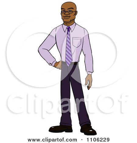 Clipart Proud Professional Black Business Man Posing - Royalty Free Vector Illustration by Cartoon Solutions