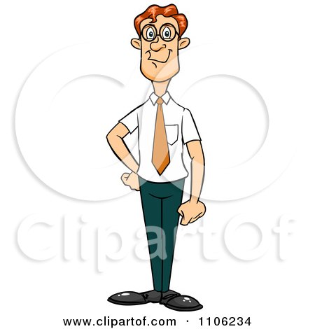 Clipart Proud Professional Red Haired Business Man Posing - Royalty Free Vector Illustration by Cartoon Solutions