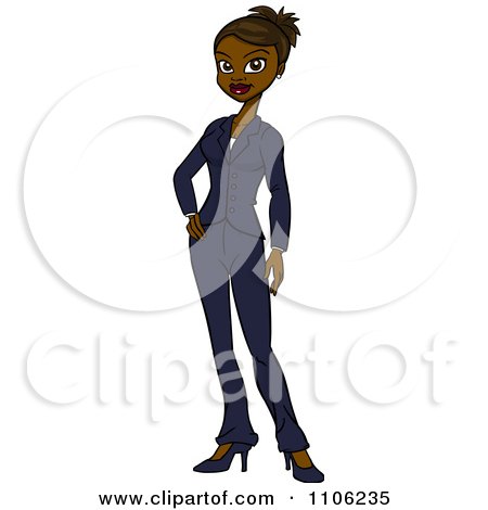 Clipart Proud Professional Black Business Woman Posing - Royalty Free Vector Illustration by Cartoon Solutions
