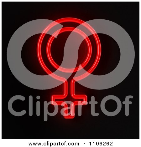 Clipart Glowing Red Neon Sex Female Gender Symbol On Black - Royalty Free Illustration by stockillustrations