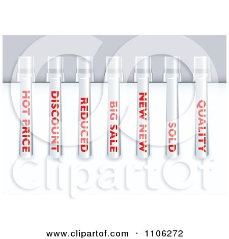 Clipart Red Sales Text On Pen Clips Over Paper - Royalty Free Vector Illustration by michaeltravers