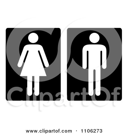 Clipart Black And White Male And Female Toilet Restroom Signs - Royalty Free Vector Illustration by michaeltravers
