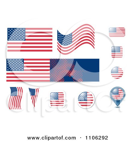 Clipart USA United States American And Button Design Elements - Royalty Free Vector Illustration by MilsiArt