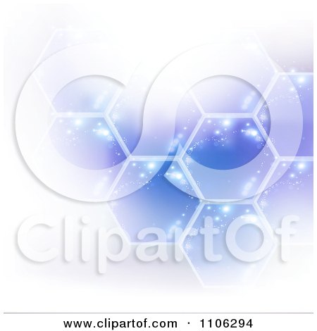 Clipart Blue Technology Hexagon Background With Flares Of Light - Royalty Free Vector Illustration by MilsiArt
